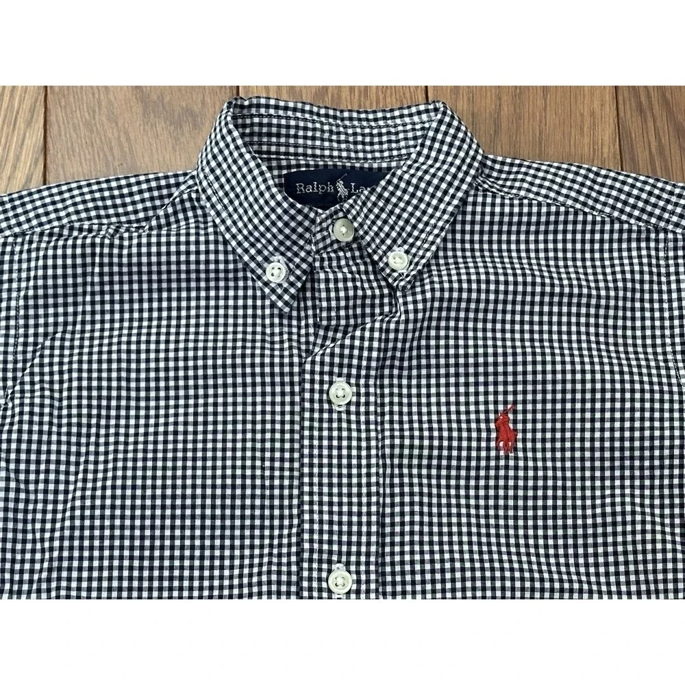 RALPH LAUREN Boys Blue Gingham Button Down Shirt Size 2T